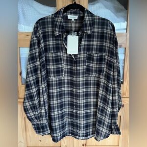 idem ditto Navy and Cream Plaid Button Down Shirt